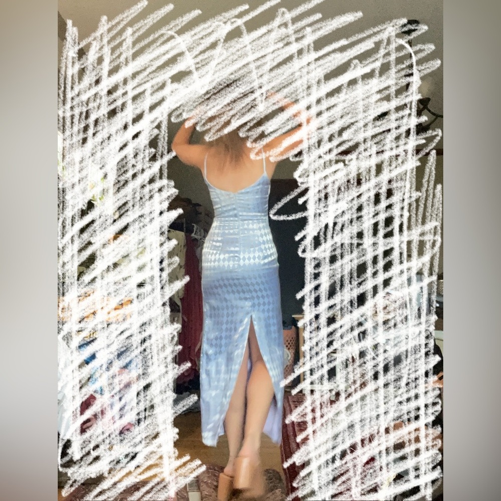 Gunne Sax harlequin pattern cocktail dress